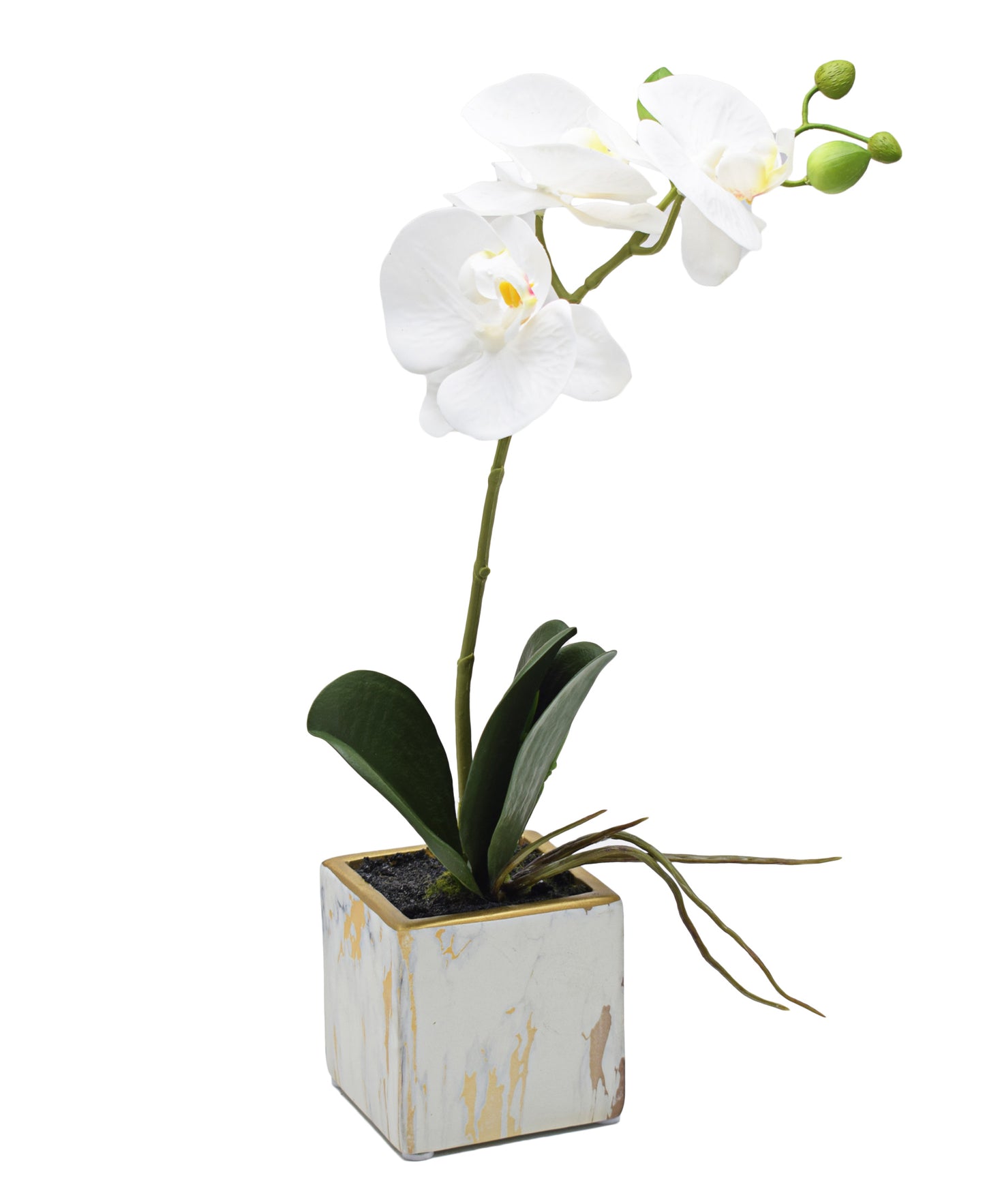 Urban Decor Marble Pot Plant - Gold