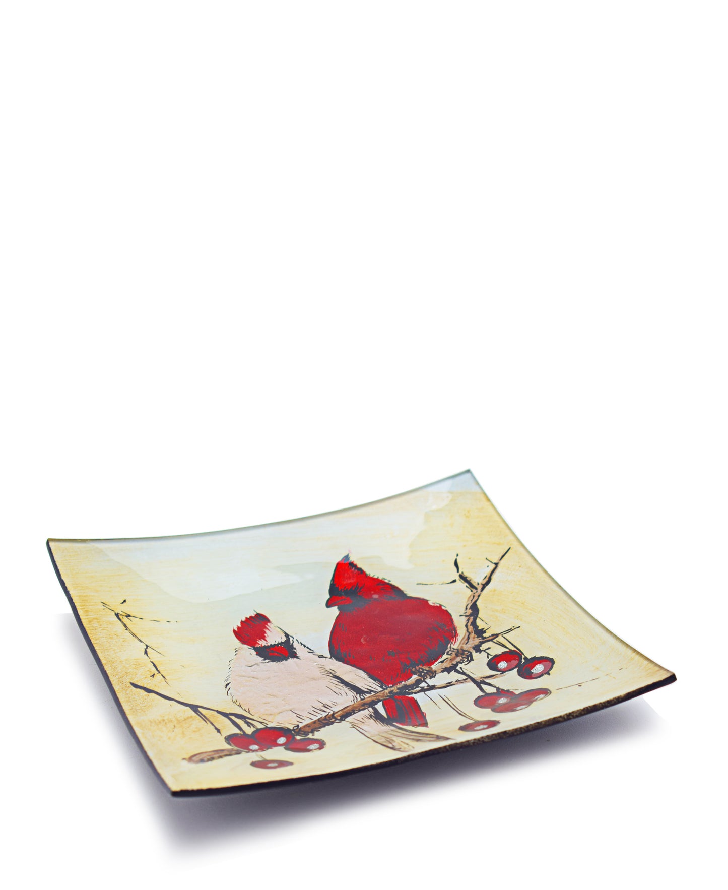 Kitchen Life Cardinal Pair Square Plate - Red & White