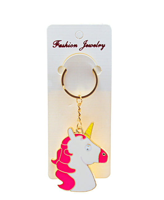 Fashion Jewellry Key Chain Unicorn - Pink & White