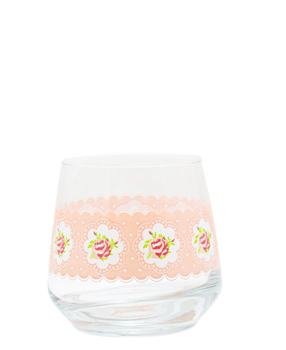 LAV 3 Piece Mona 345ml Whiskey Glass - Clear With Pink Print