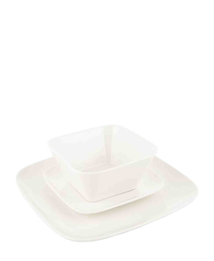 Monaco Retro Square  12 Piece Porcelain Dinner Set - White