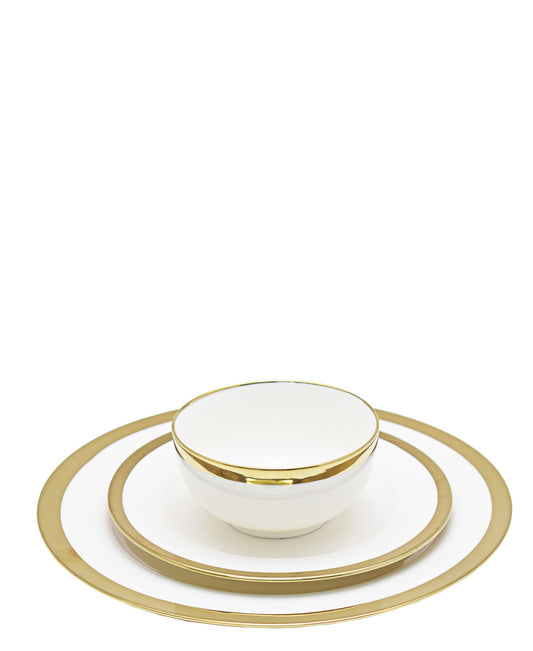 Kitchen Life Dinner 3 Piece Set - White and Gold Rim