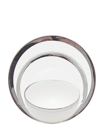 Kitchen Life Dinner 3 Piece Set - White and Silver Rim
