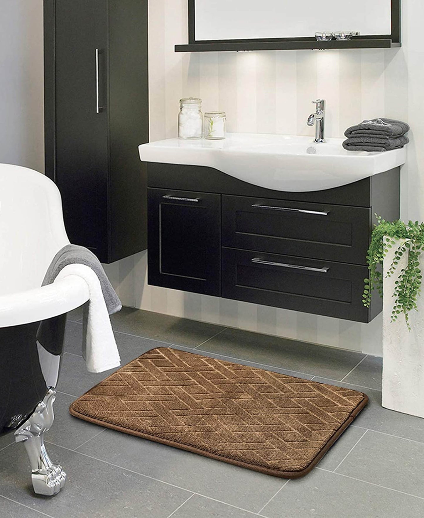 Urban Decor Memory Foam Bathroom Mat 50 x 80mm - Brown