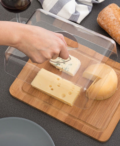 Excellent Houseware Bamboo Cheese Board With Acrylic Cover