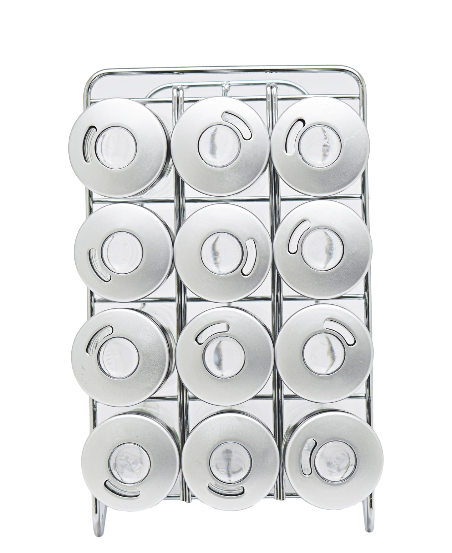 Aqua 12 Piece 80ml Spice Rack - Silver