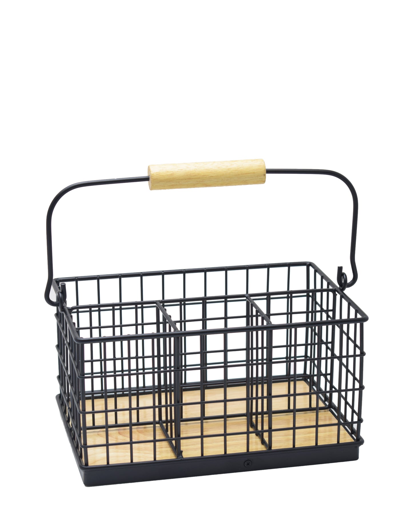 Regent Kitchen Cutlery Caddy  Wire & Wood - Black