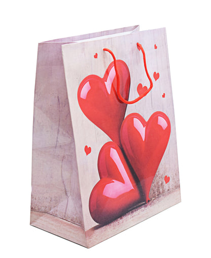 Lovers Design Heart Gift Bag 33cm - Pink & Red