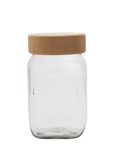 Consol 1L Jar With Wooden Lid - Clear With Oak Lid