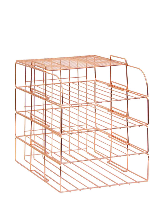 Fine Living File Organizer 4 Tier - Rose Gold