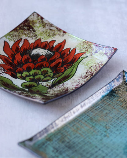 Kitchen Life Protea Platter 19cm - Red & Green