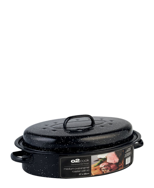 O2 Medium Oval Roaster With Lid - Black