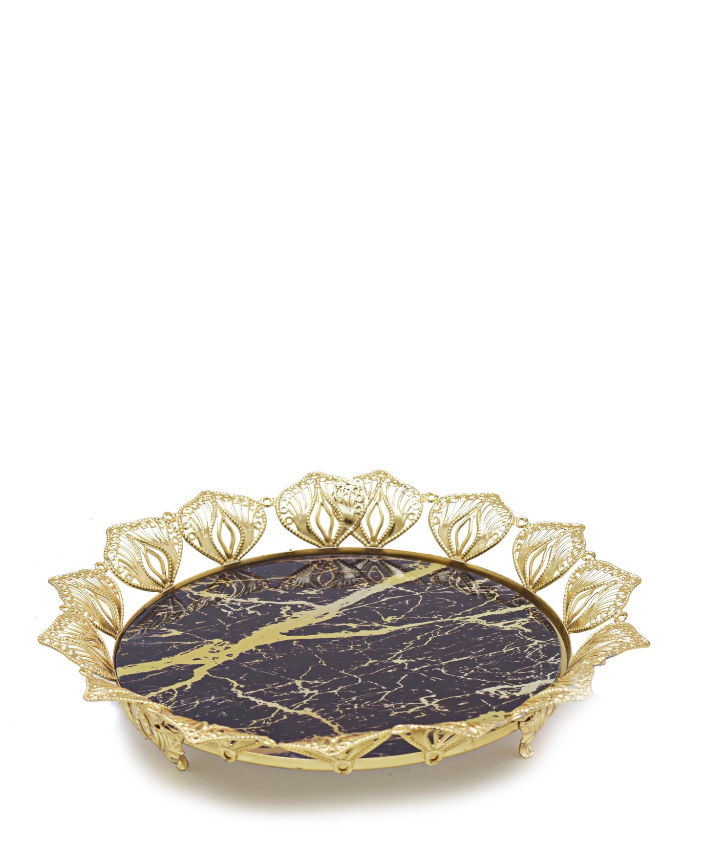 Bursa Collection Round Tomurcuk Tray - Gold