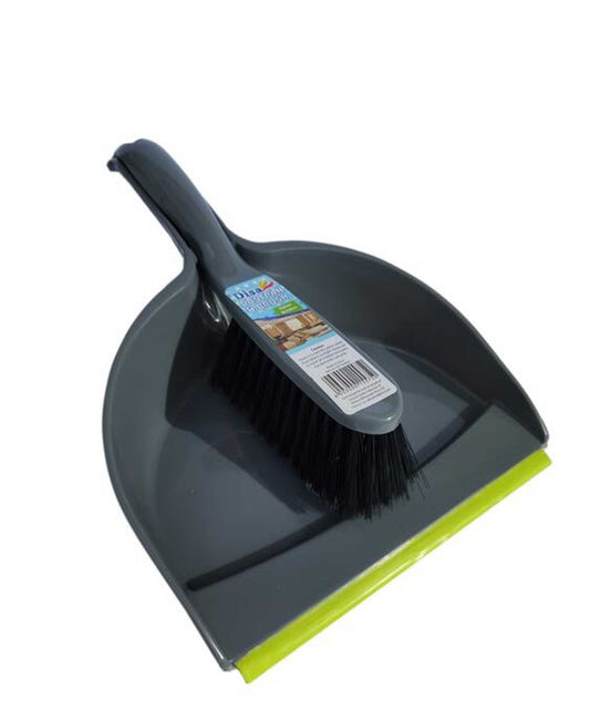 Hillhouse Dustpan & brush set plastic - Black