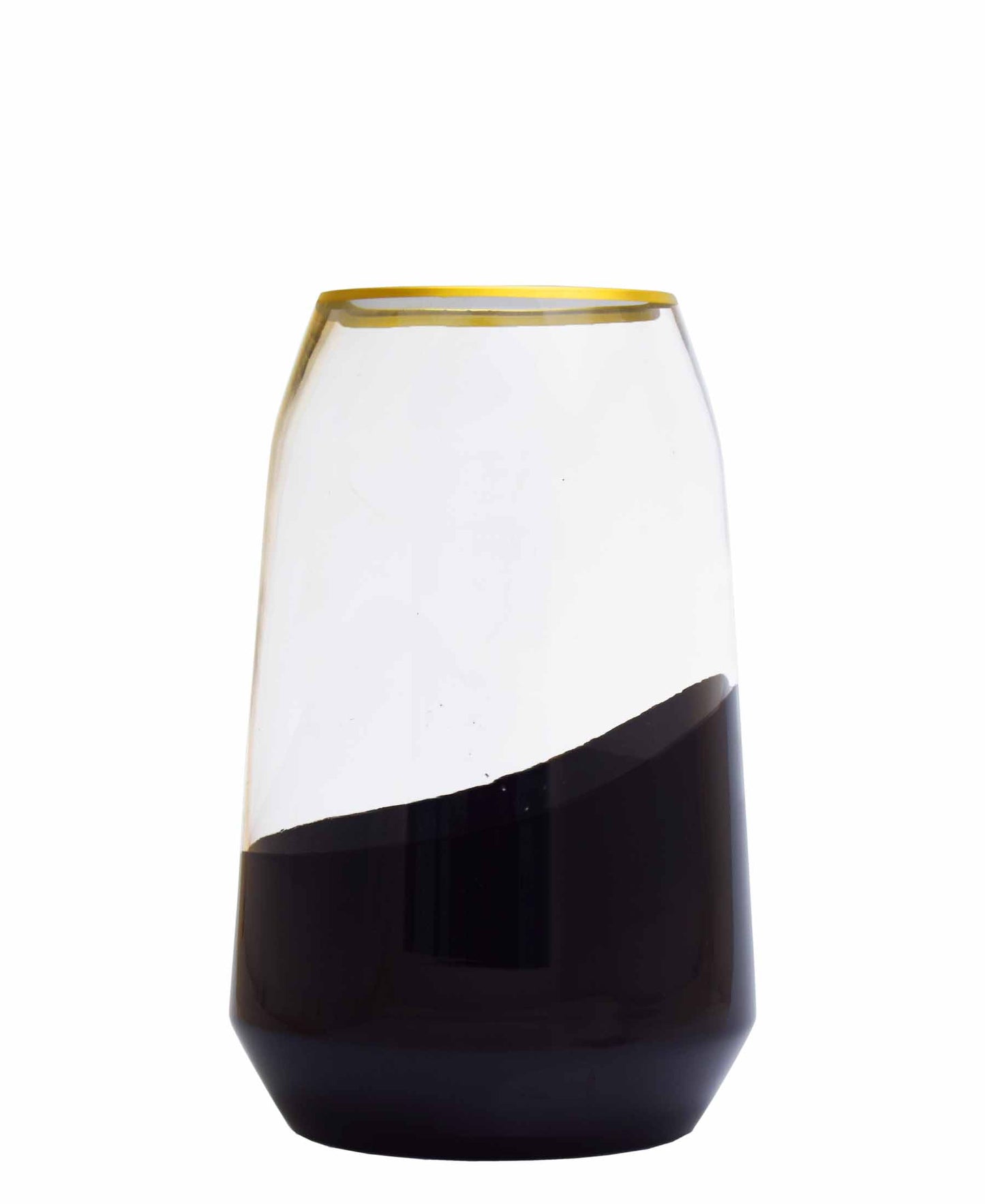 Urban Decor Clear Black Vase Gold Rim - Clear