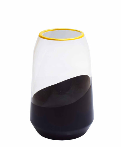 Urban Decor Clear Black Vase Gold Rim - Clear