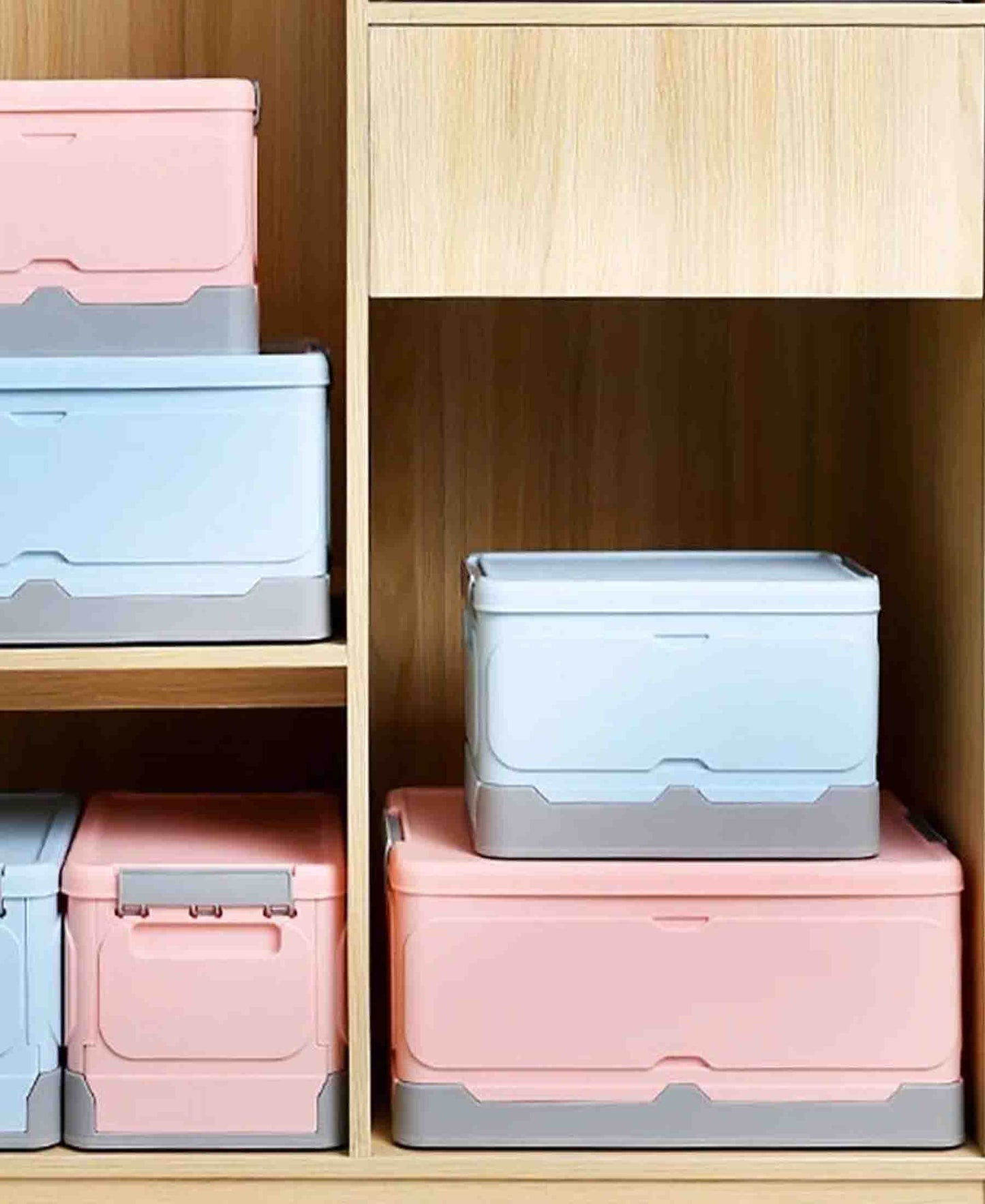 Fine Living Small Foldable Storage Clip Boxes - Pink