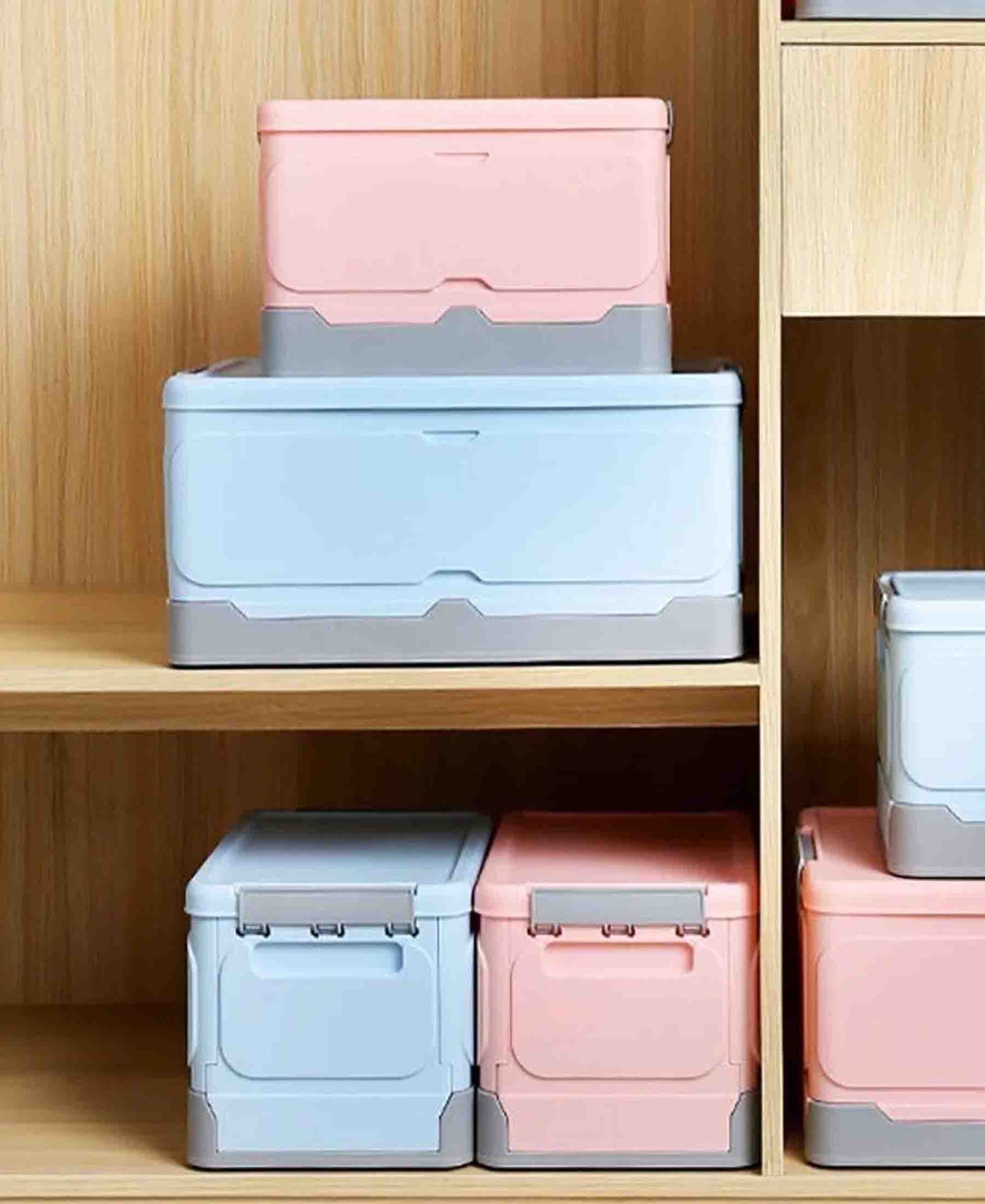 Fine Living Large Foldable Storage Clip Boxes - Blue