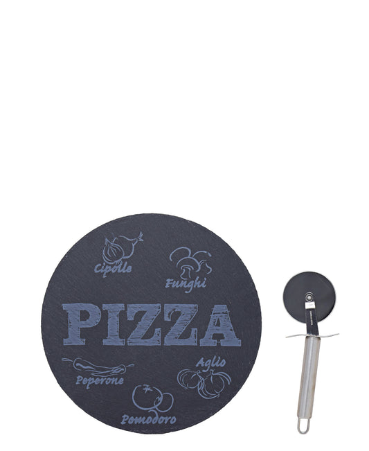 Regent Slate Pizza Board W Cutter 2 Piece - Black & Navy Blue