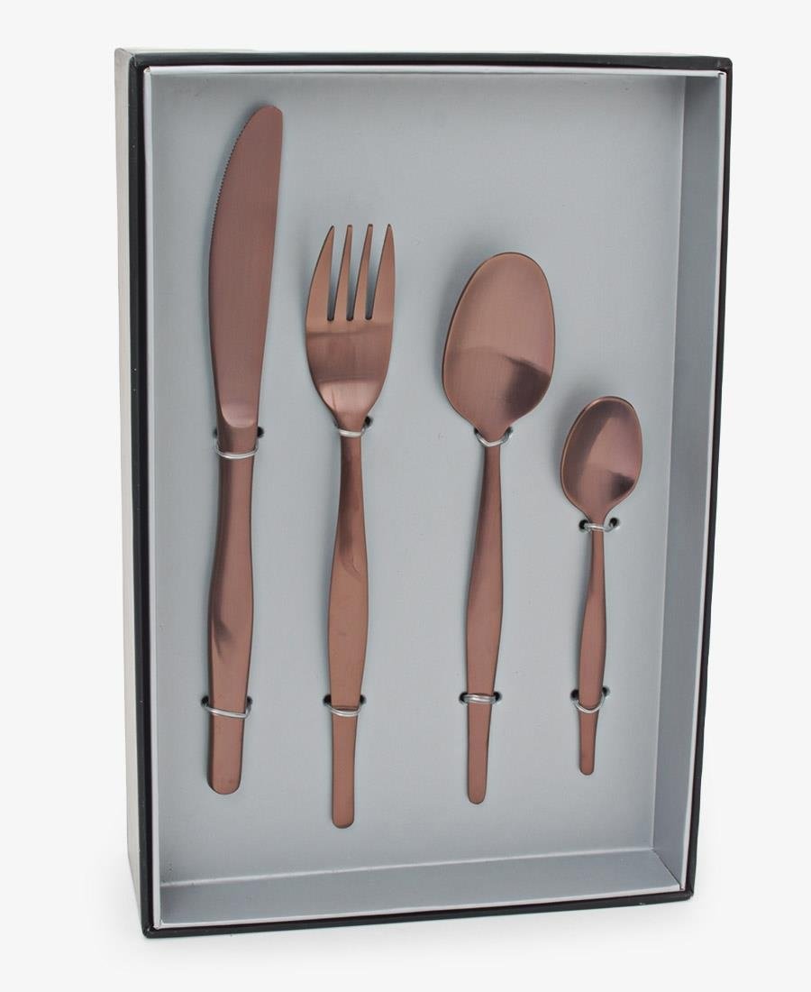 Eetrite 16 Piece Slimline Matte Cutlery Set - Rose Gold