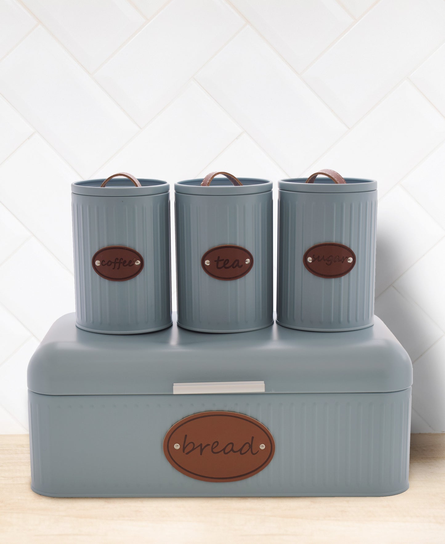 Kitchen Life French Bread Bin & Canister Set - Duck-Egg Blue