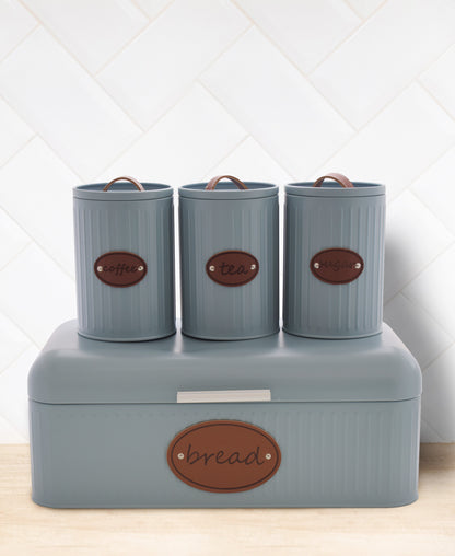 Kitchen Life French Bread Bin & Canister Set - Duck-Egg Blue