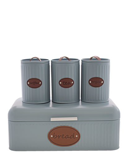Kitchen Life French Bread Bin & Canister Set - Duck-Egg Blue