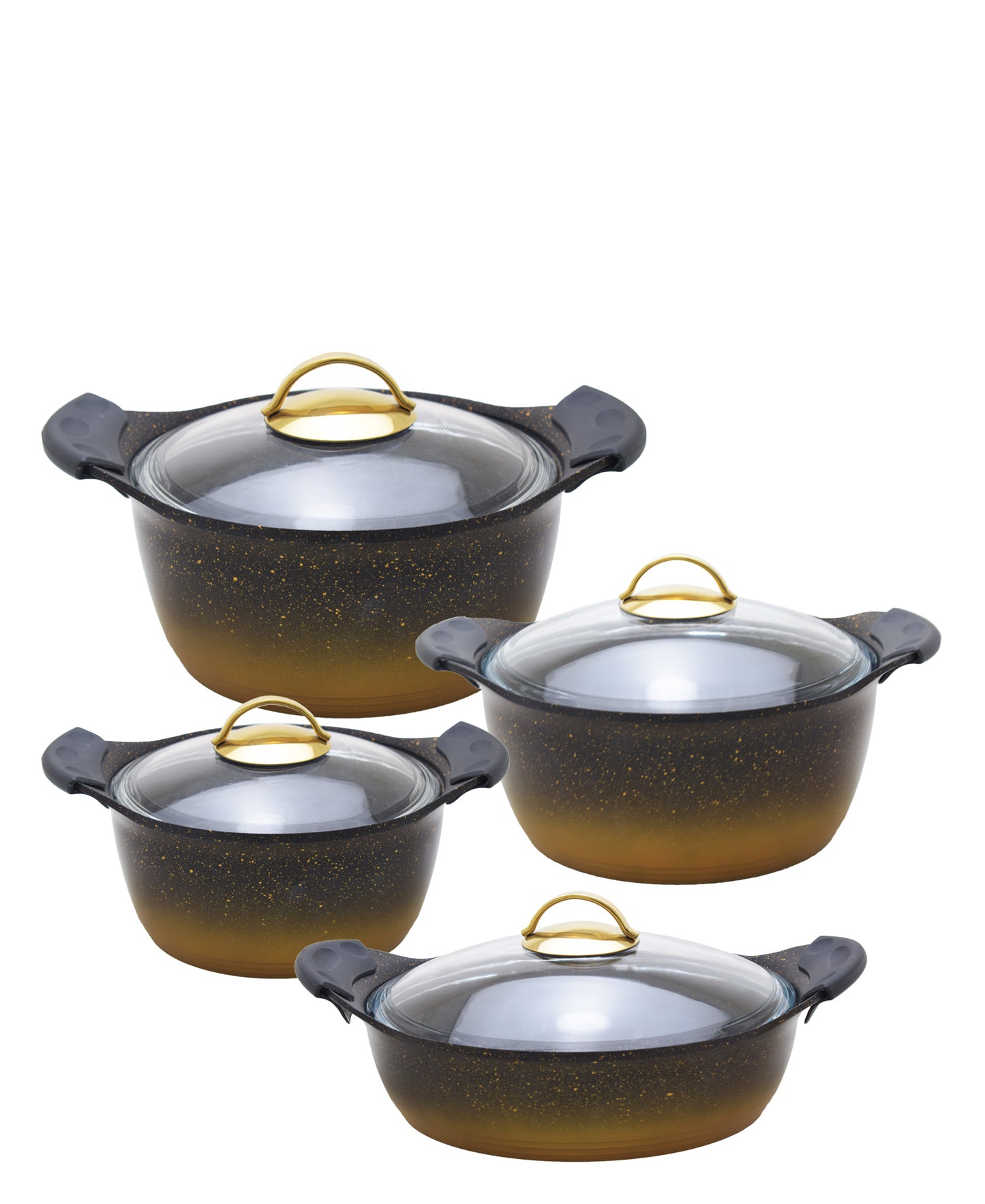 OMS Granite 8 Piece Pot Set - Black & Gold