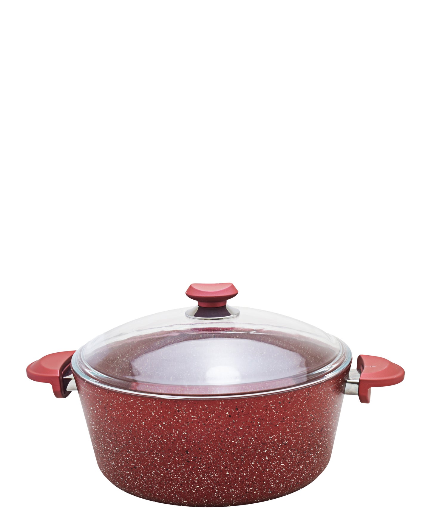 OMS Non Stick 30cm Granite Deep Casserole - Red