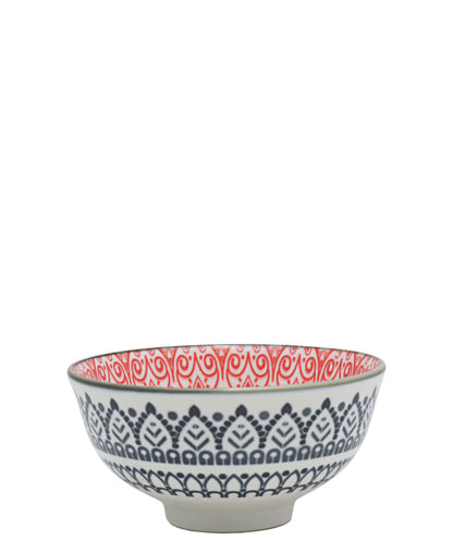 Shanghai Ethnic 12cm Bowl - Red, Grey & White