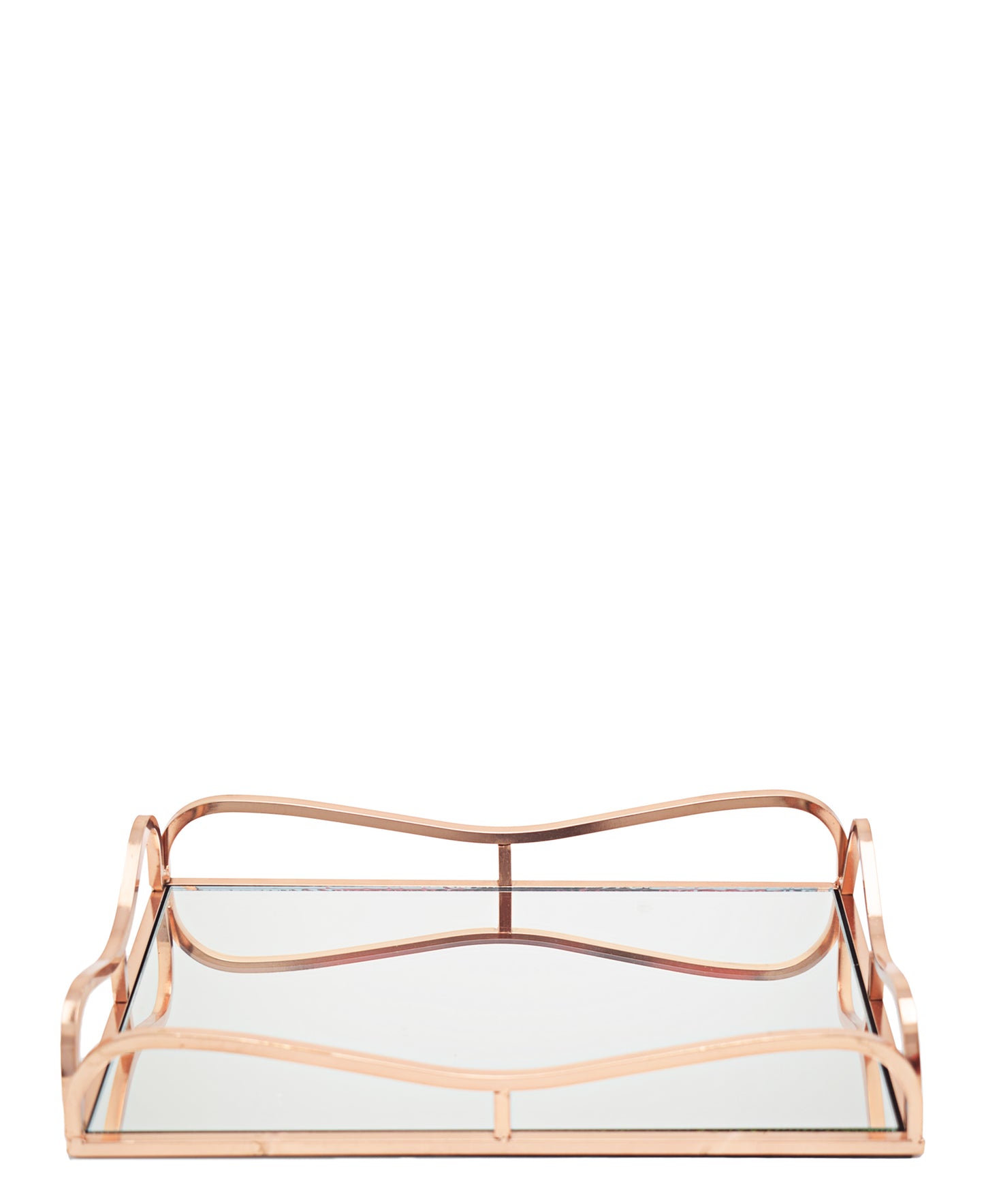 Urban Decor Rectangular 31cm Mirror Tray With Handles - Gold