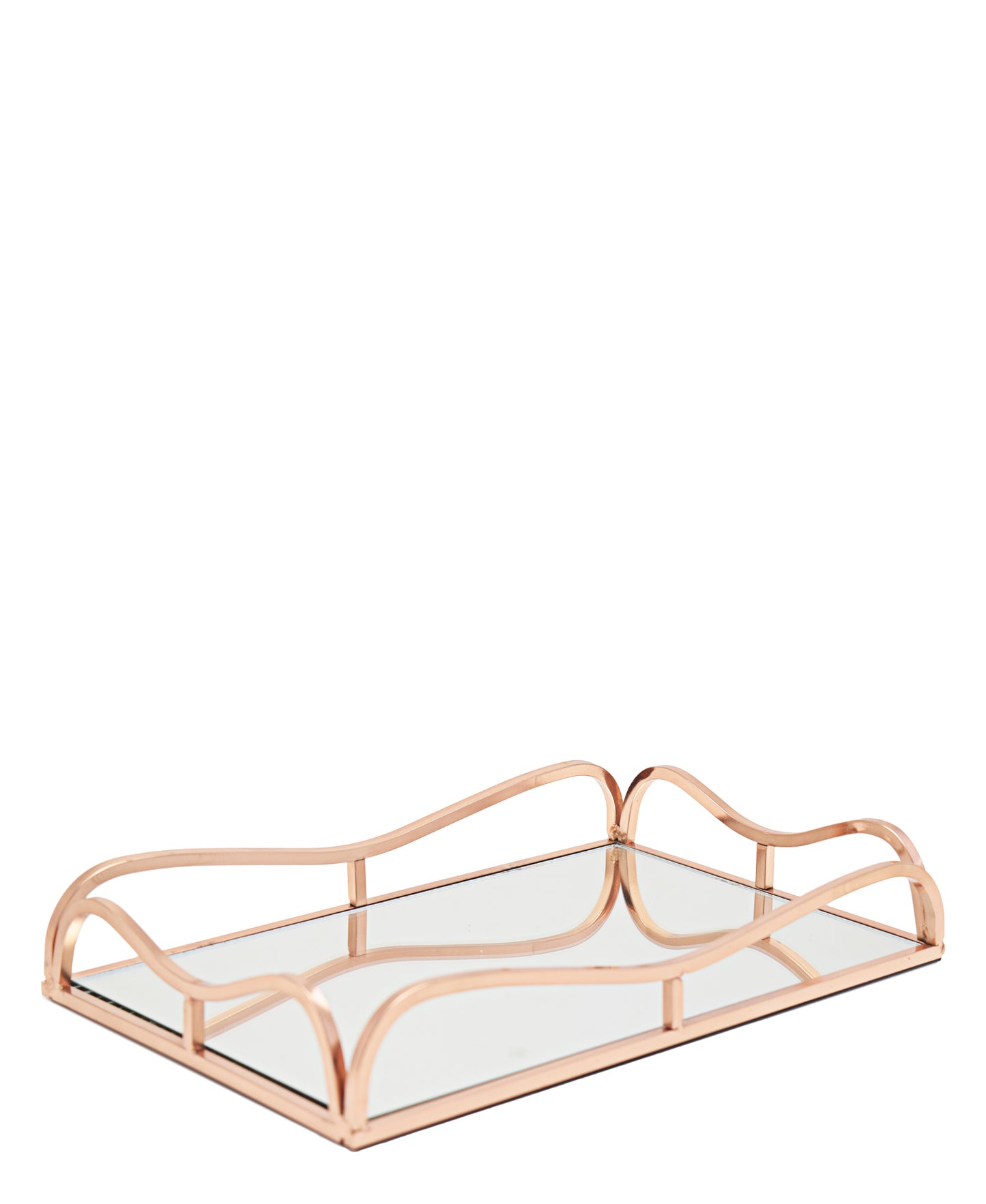 Urban Decor Rectangular 31cm Mirror Tray With Handles - Gold