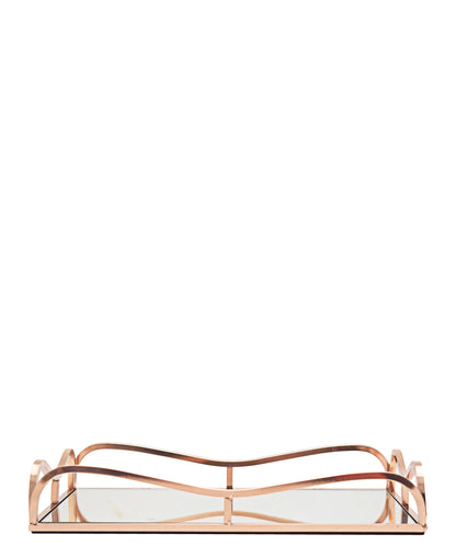 Urban Decor Rectangular 31cm Mirror Tray With Handles - Gold
