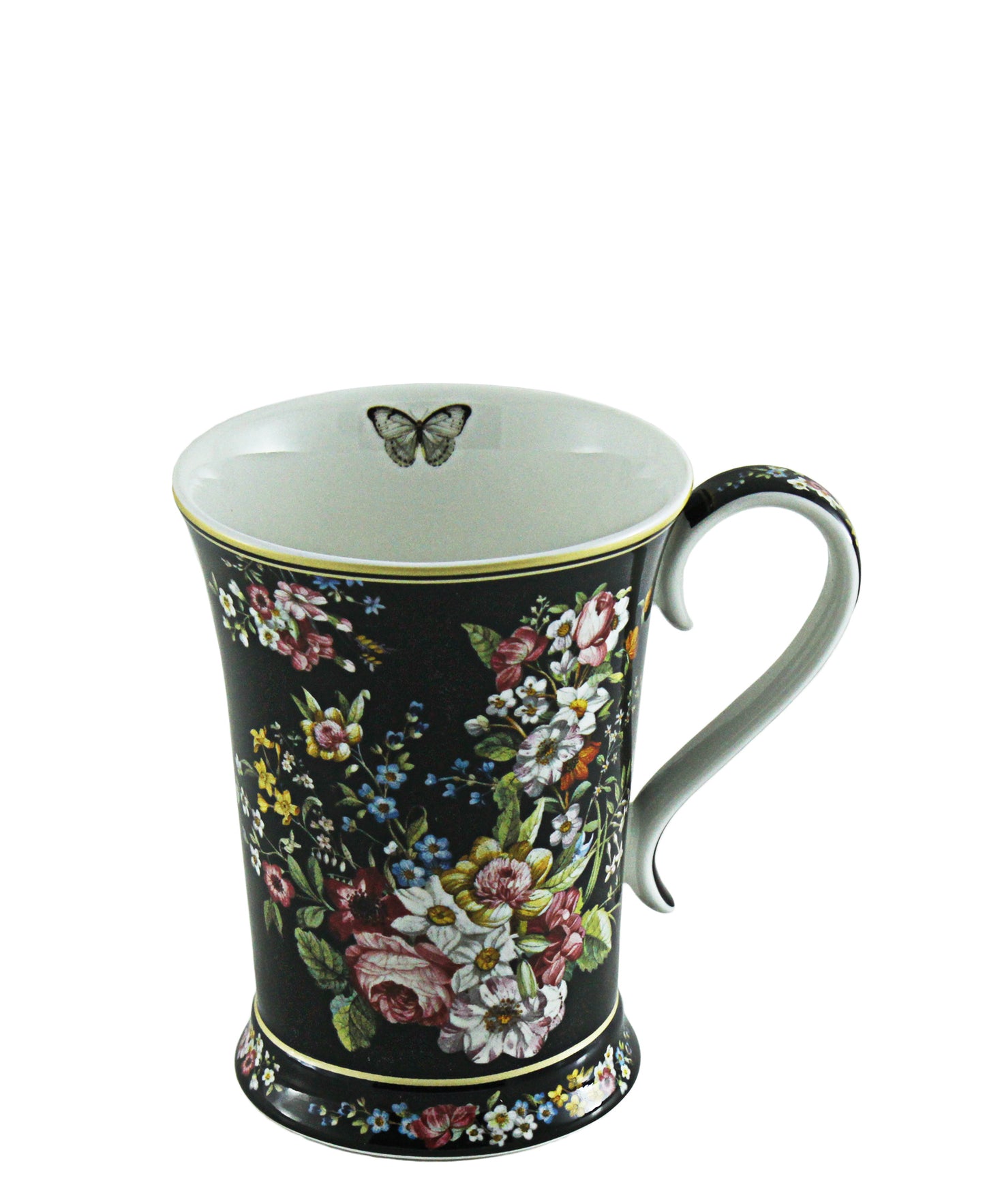 Kitchen Life 270ml Floral Mug - Black