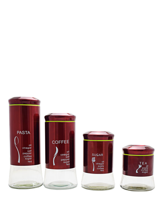 Kitchen Life Red 4 Piece Canister