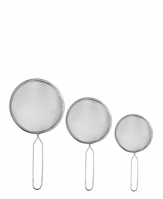 Kitchen Life 3 Piece Sieves - Silver