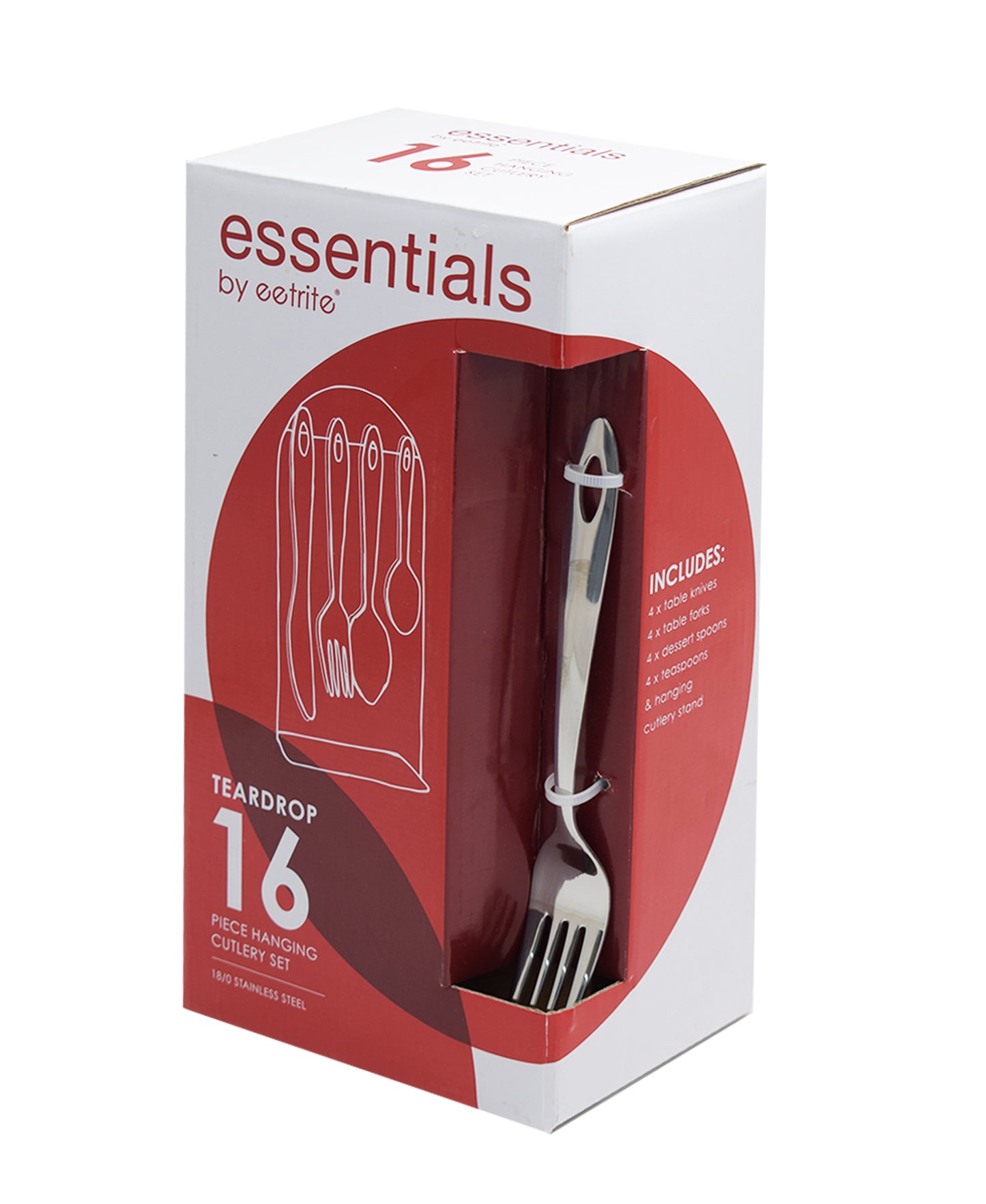 Eetrite - Teardrop Hanging Cutlery Set of 16 - Silver