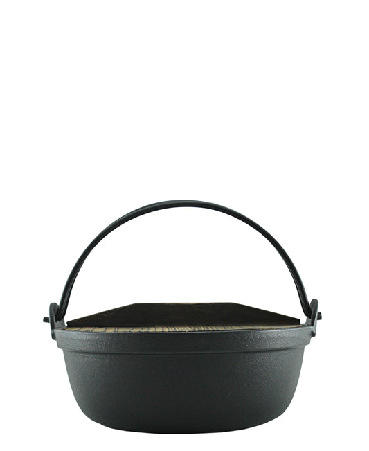 Regent Cast Iron Hot Pot With Wooden Lid - Black