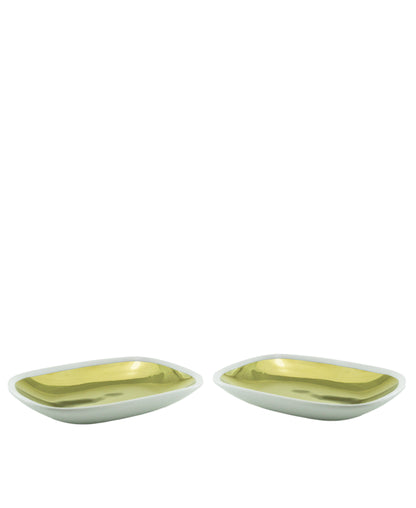 Symphony Adorn Tray Set Of 2 - White & Gold