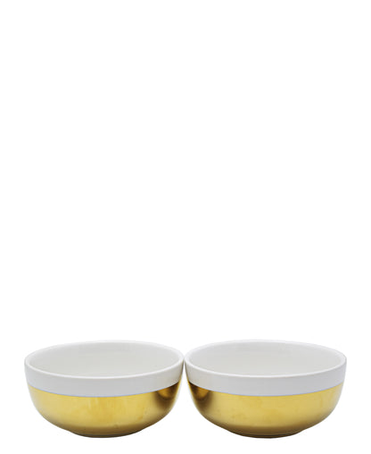 Symphony Adorn Gold Dip Bowls Set Of 2 - White & Gold