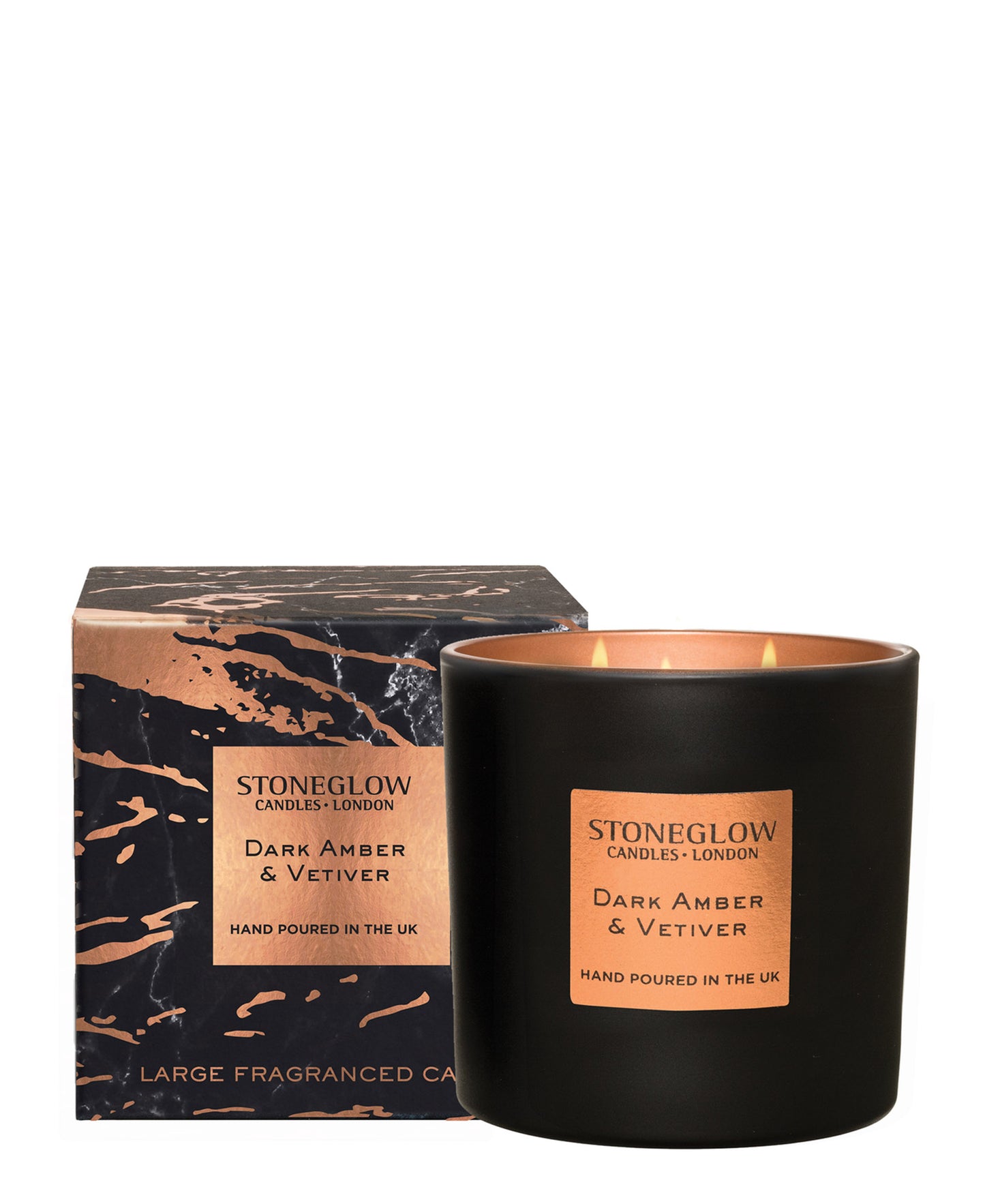 Stoneglow Dark Amber & Vetivert 3 Wick - Black