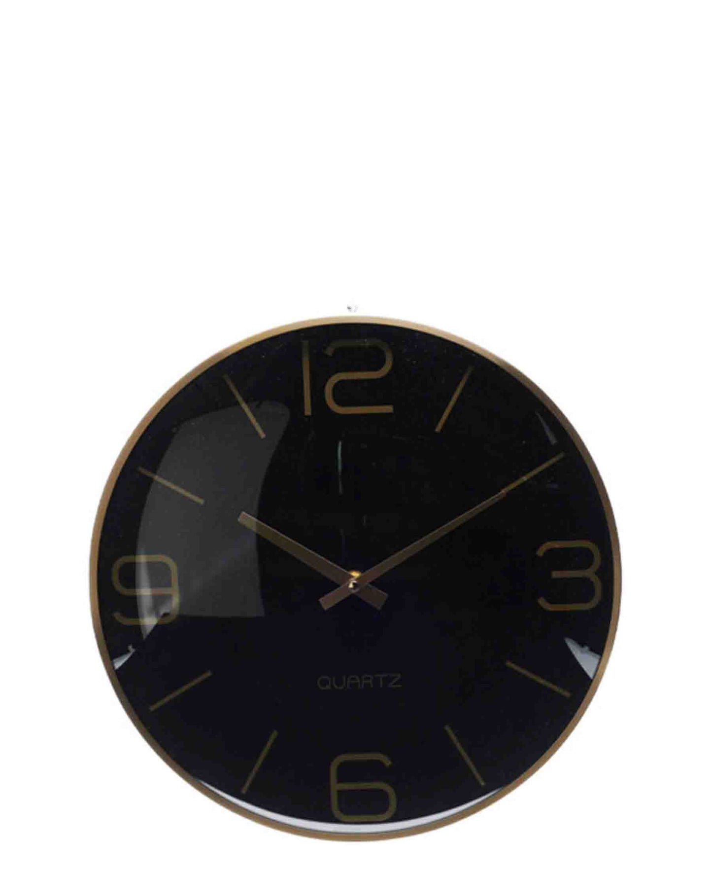 Quartz 30cm Rounded Wall Clock - Black