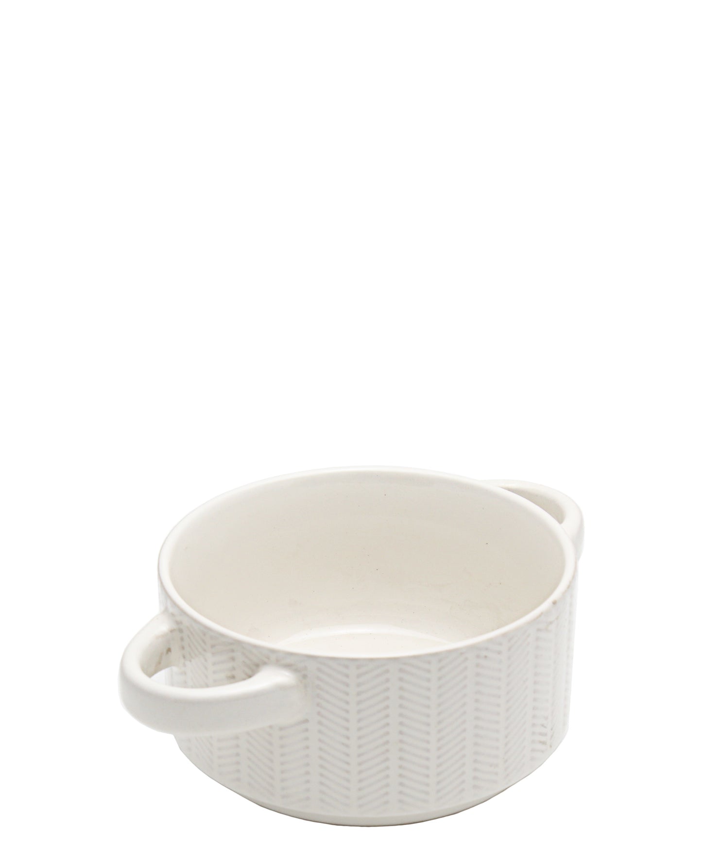 Kitchen Life Embossed Ceramic Soup & Serving Bowl - White