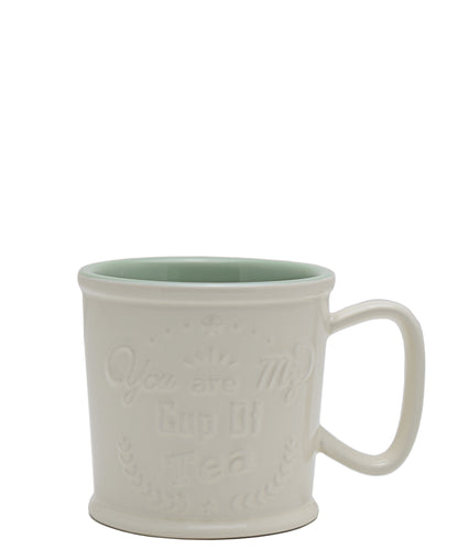 Kitchen Life Lungo 290ml Mug With Coaster - White & Green