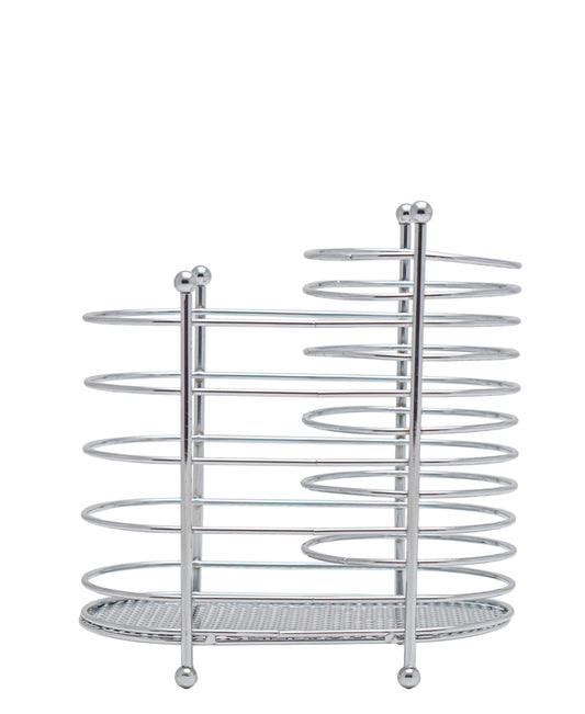 Kitchen Life Chrome Swirl Cutlery Holder - Silver