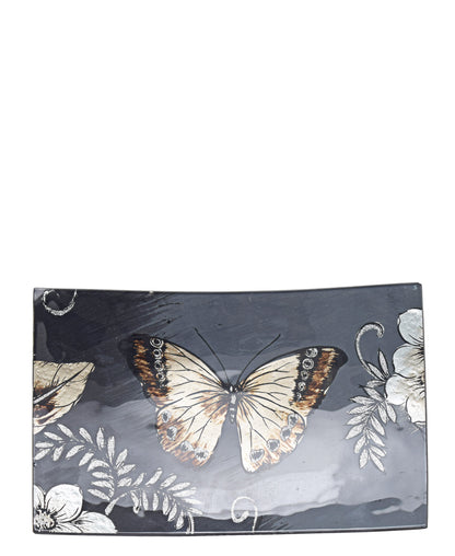 Kitchen Life Butterfly Square Platter - Black