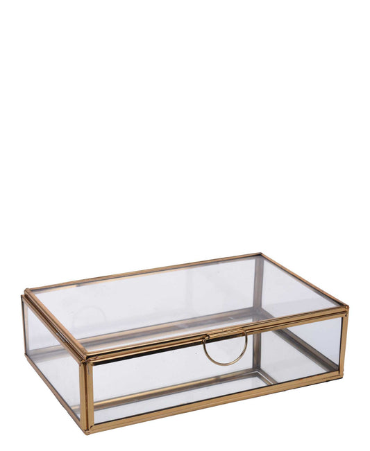 Urban Decor 20cm Glass Jewellery Box - Gold