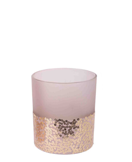 Urban Decor Velvet & Amber 8cm Tealight Holder - Mink
