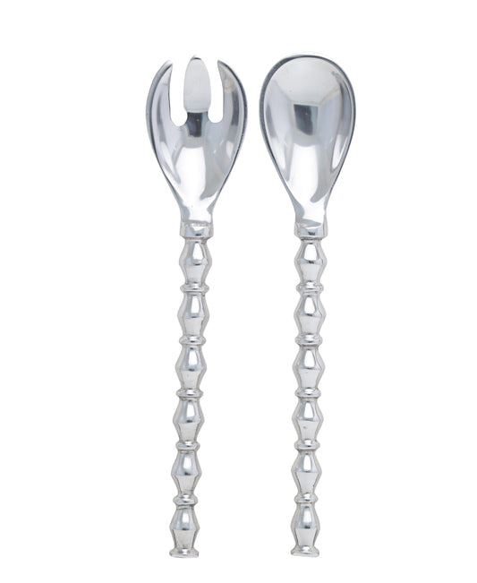 Alu Shiny Ornate Stem Server 2 Piece - Silver