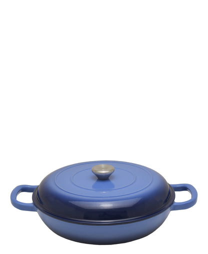 Aqua Enamel Cast Iron Low Casserole 3.5L - Blue